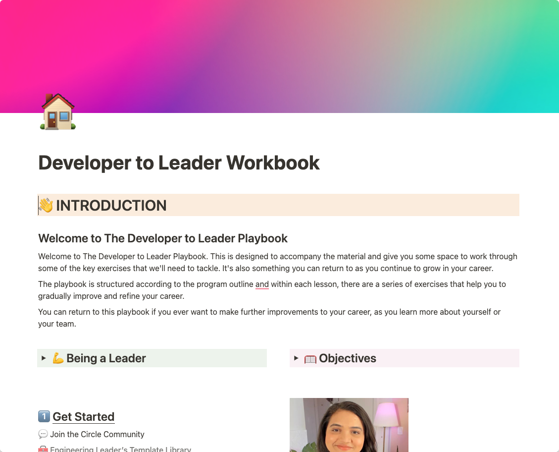 Developer to Leader workbook notion
